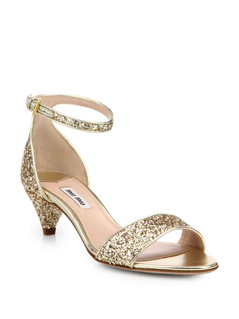 miu miu sandalen glitzer|Miu Miu Sandals .